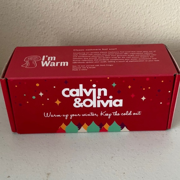 Calvin Klein Red Cashmere Feel Scarf - Picture 1 of 5